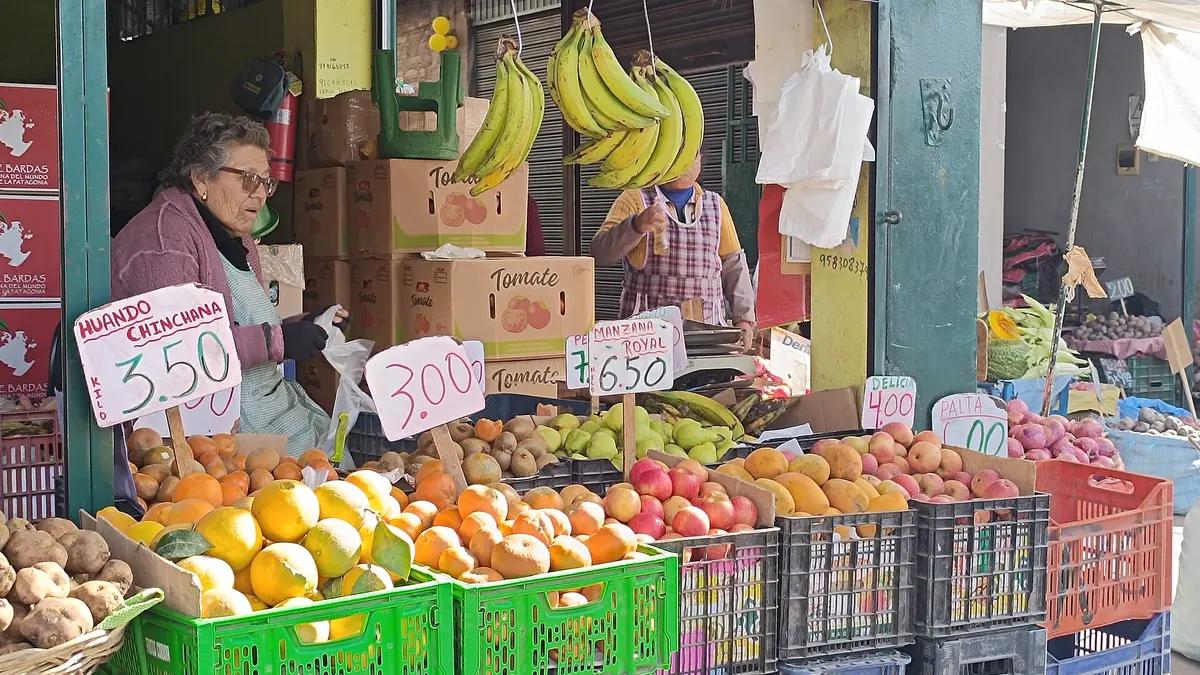 A fruit stall at San Camilo Market in Arequipa