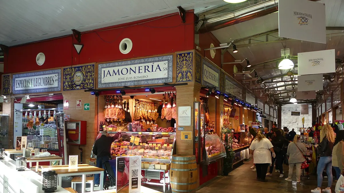 A ham shop in Triana Market, Seville